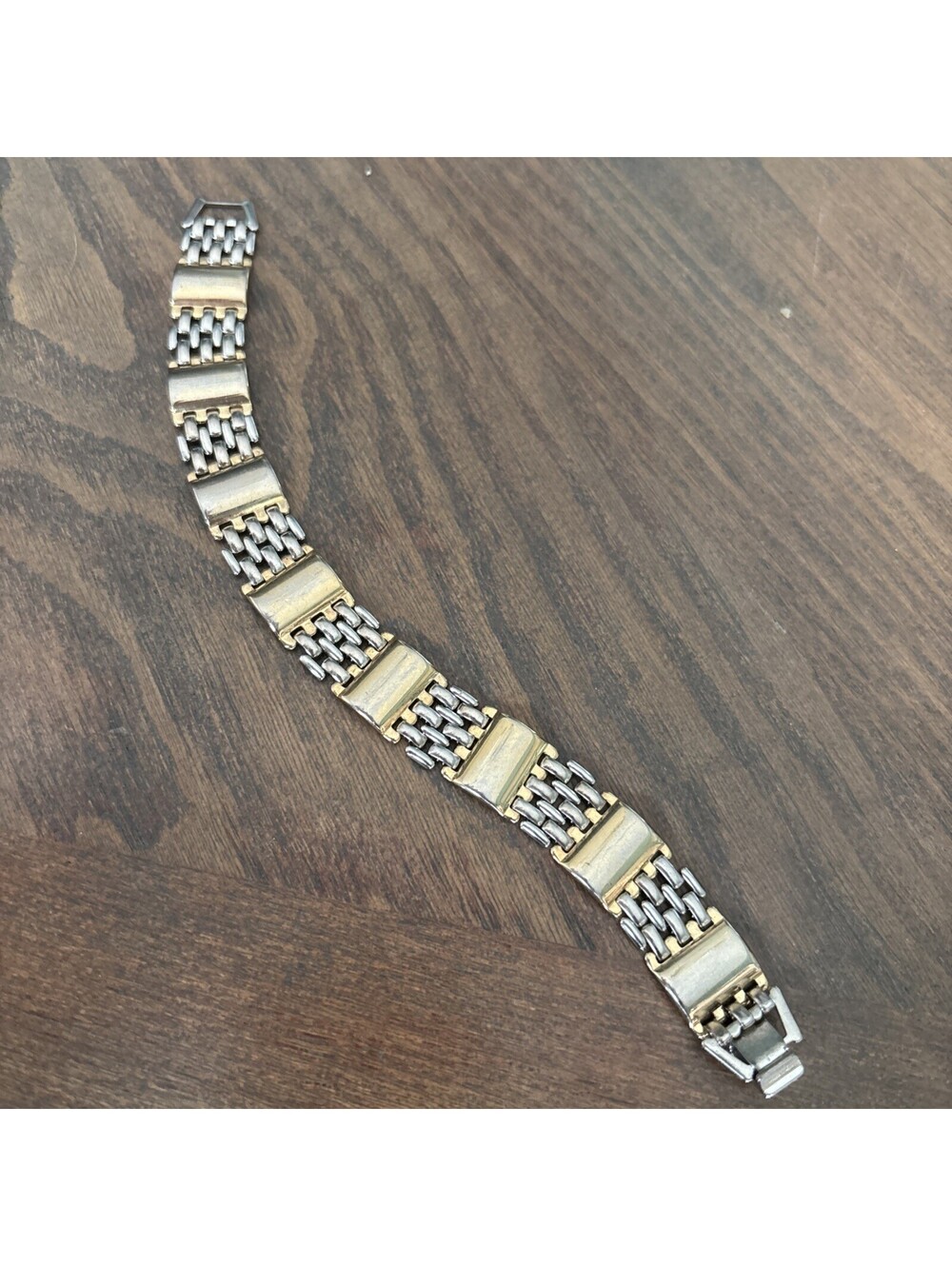 Vintage Bracelet Gold Tone Silver Tone Chain  Size 7